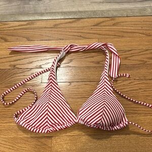 Red and white stripe bikini top only
